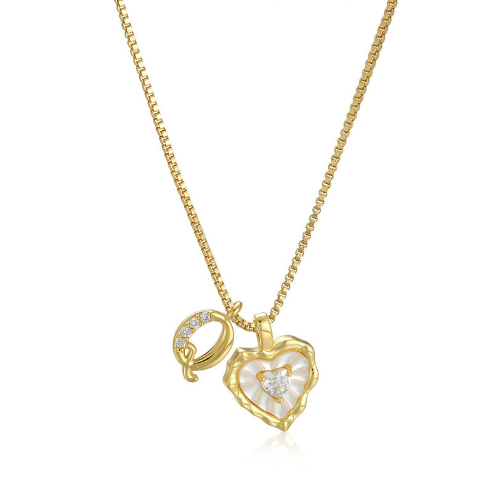 Personalized Pearl Heart Initial Necklace