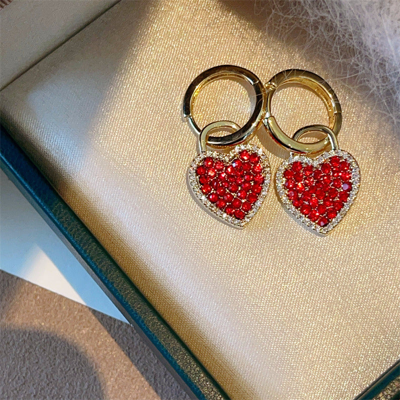 Heart Pendant Drop Earrings