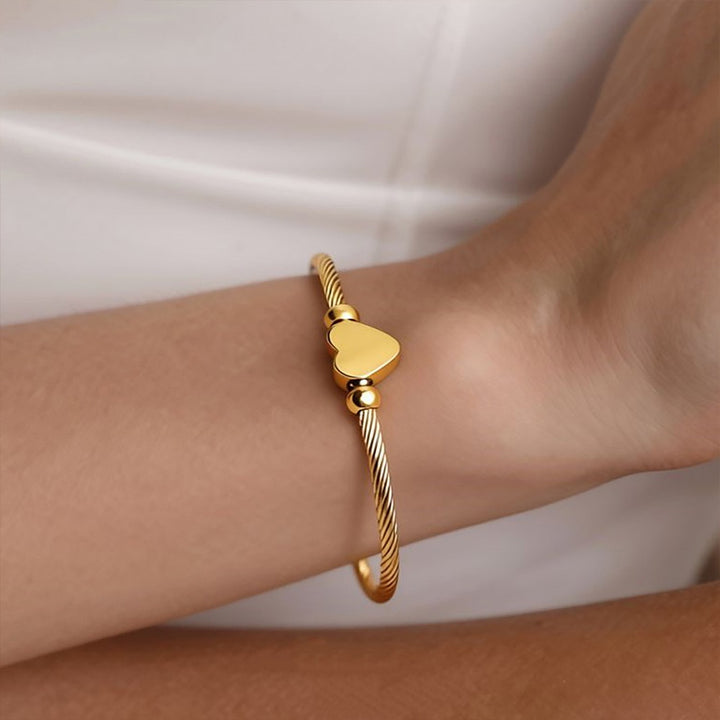 Heart Shaped Silver Bangle
