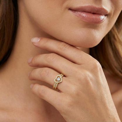 Stackable Heart Moissanite Ring Set