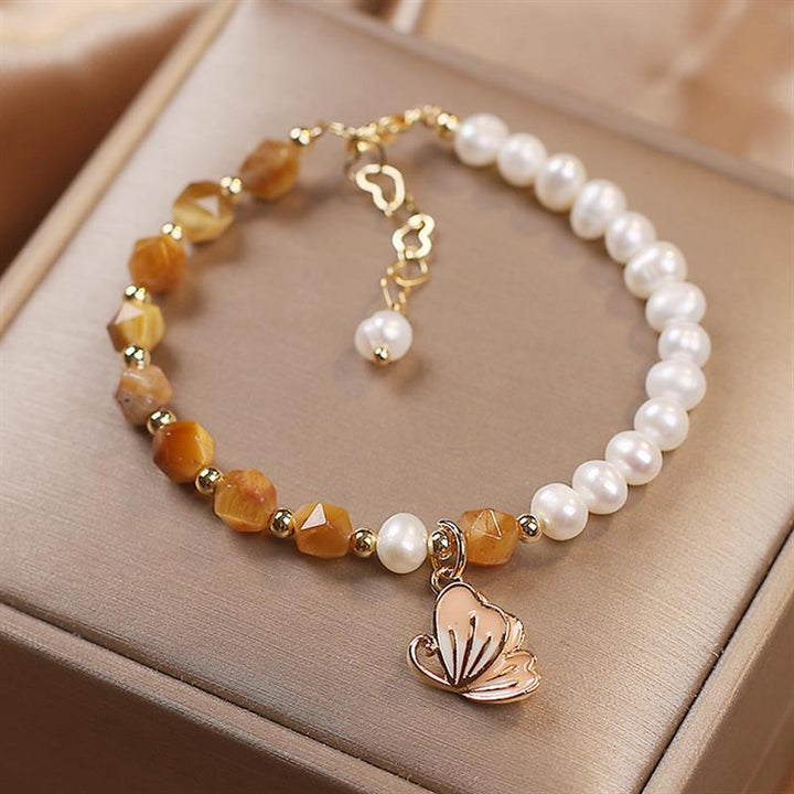 Summer Butterflies ? Freshwater Pearl &amp; Agate Bracelet
