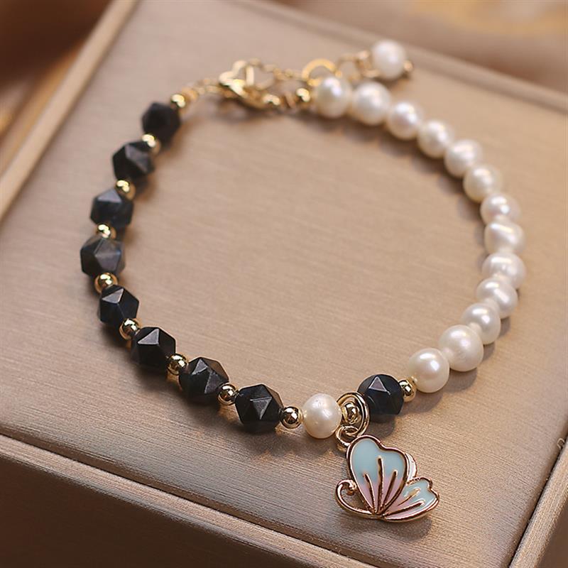 Summer Butterflies ? Freshwater Pearl &amp; Agate Bracelet