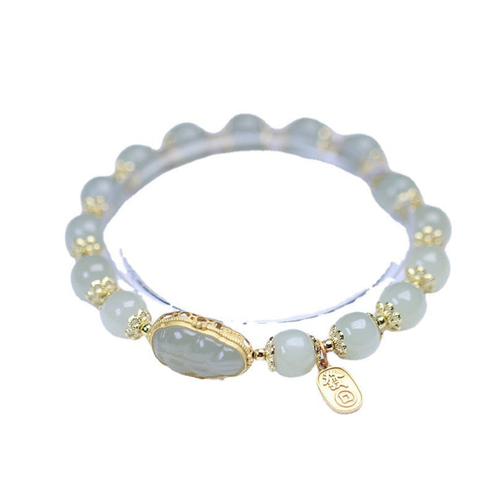 Wealth Leaf Emerald Jade Stone Bracelet