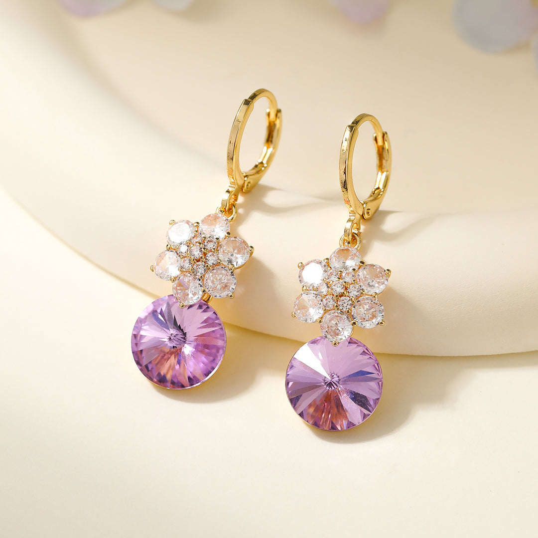 Vintage Floral Crystal Drop Earrings