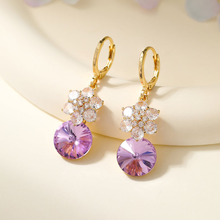 Vintage Floral Crystal Drop Earrings
