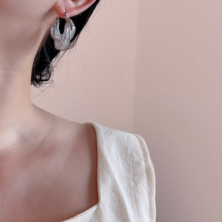 Double-Layer Mesh Wide Hoop Earrings