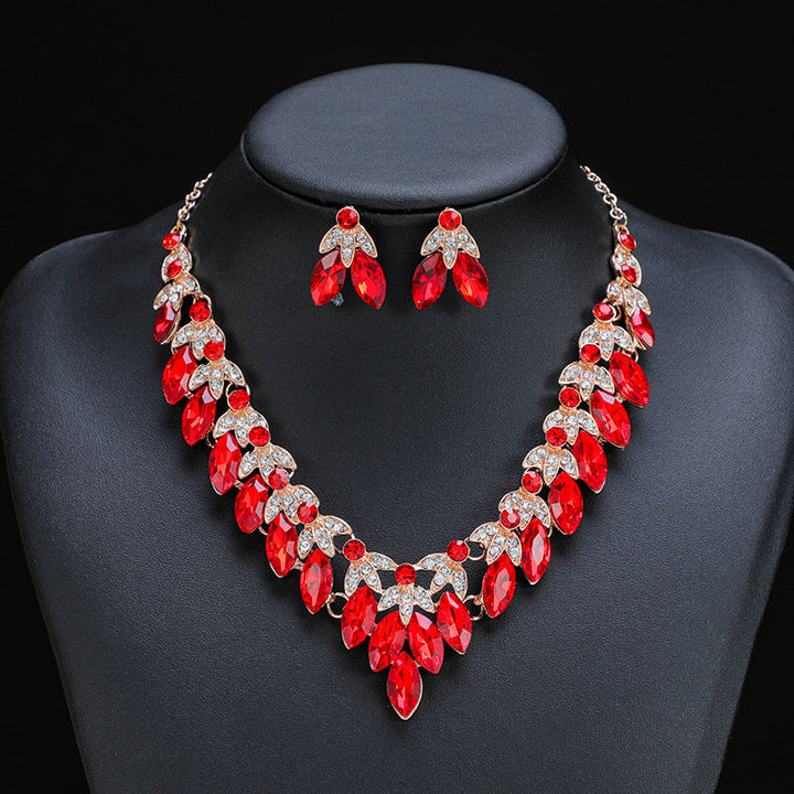 Crystal Leaf Necklace &amp; Earrings Set