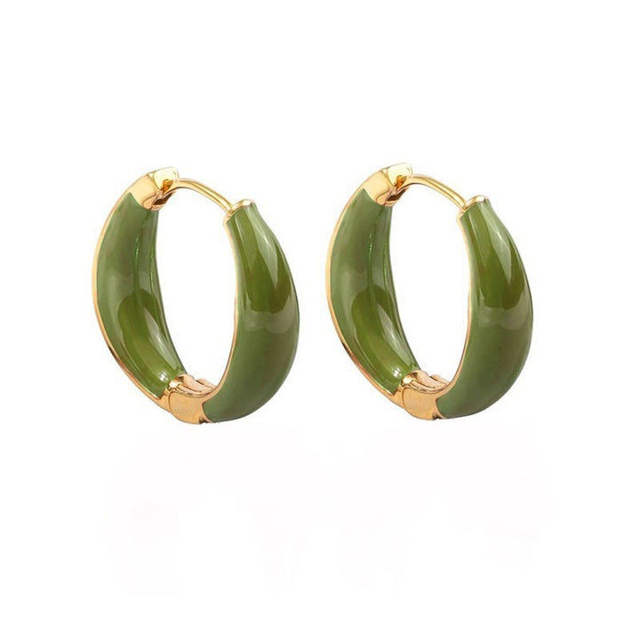 Classic Green Enamel Hoop Earrings