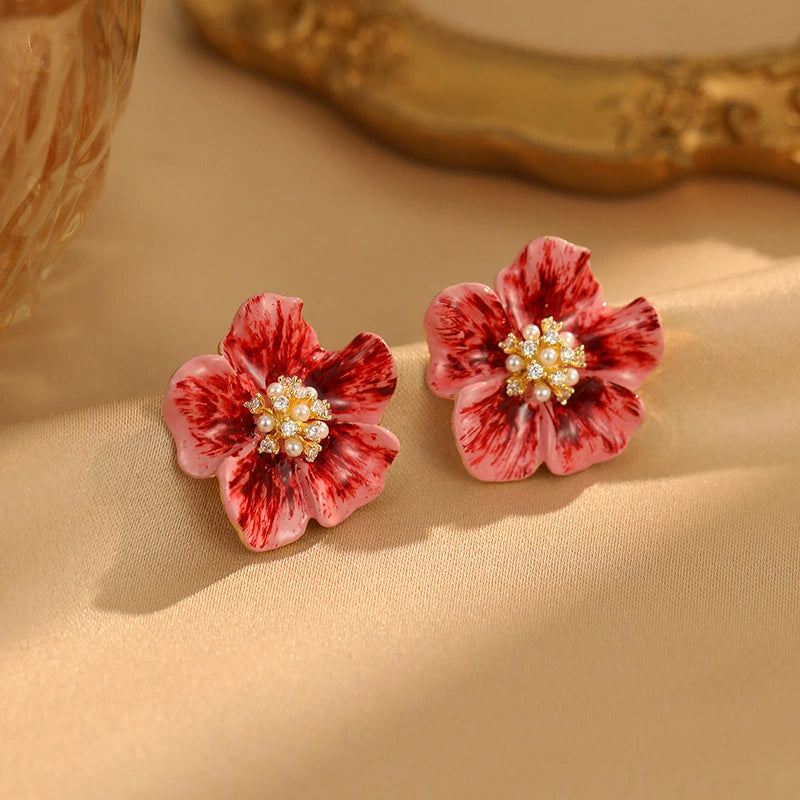Begonia Petal • Pearl Earring