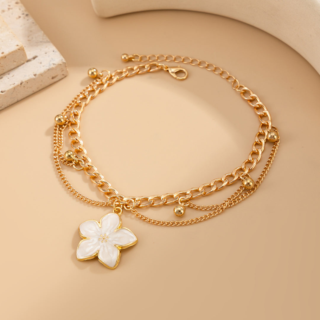 Bohemian Multi-Layer Enamel &amp;amp; Natural Charm Anklet