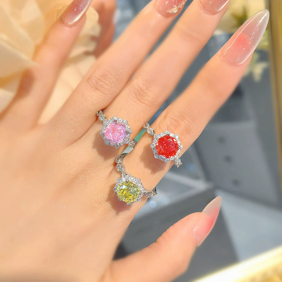 Light luxury rose cut diamond ring