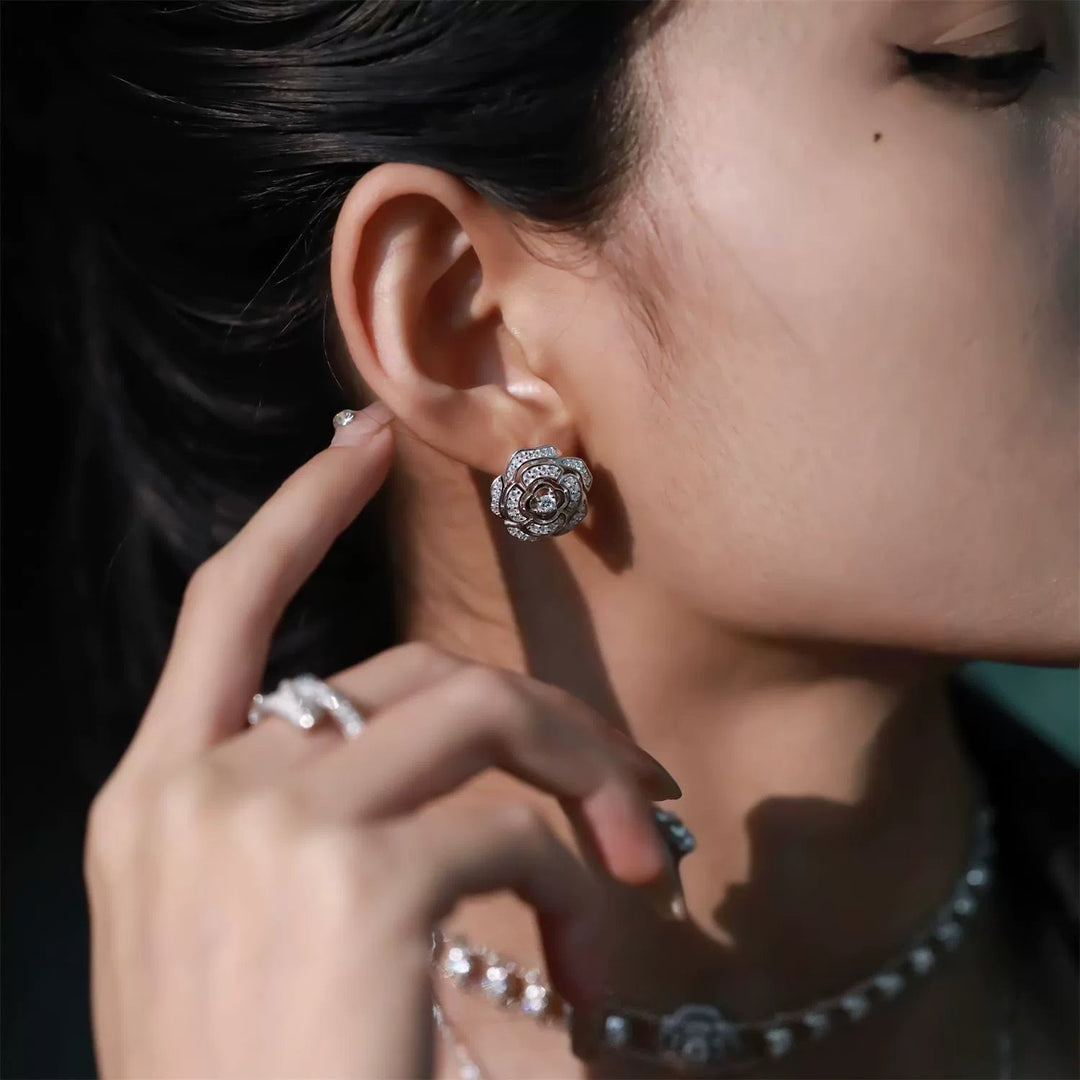 Camellia S925 Silver Diamond Necklace &amp; Bracelet &amp; Earrings