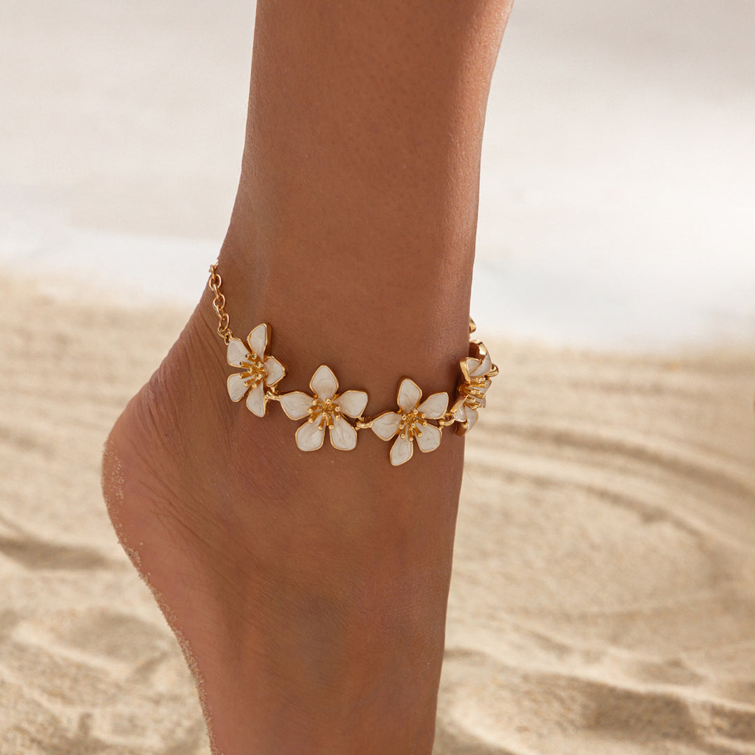 Bohemian Multi-Layer Enamel &amp;amp; Natural Charm Anklet
