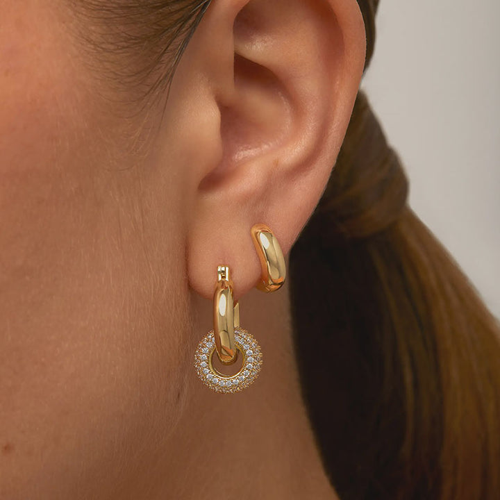 Interlocking Double Hoop Dangle Earrings