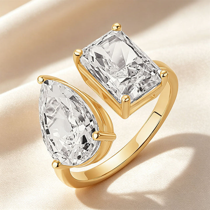 Distinctive Open Ring with Two Stones