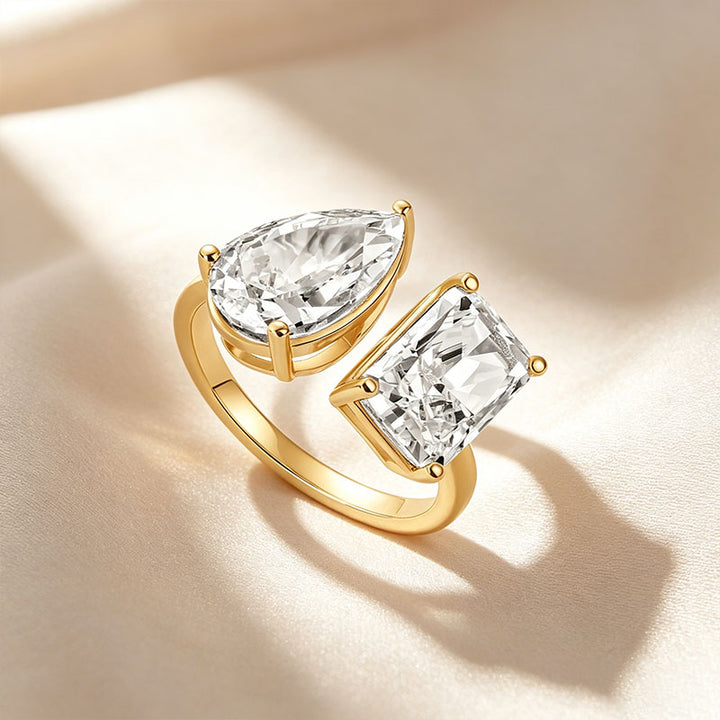 Distinctive Open Ring with Two Stones