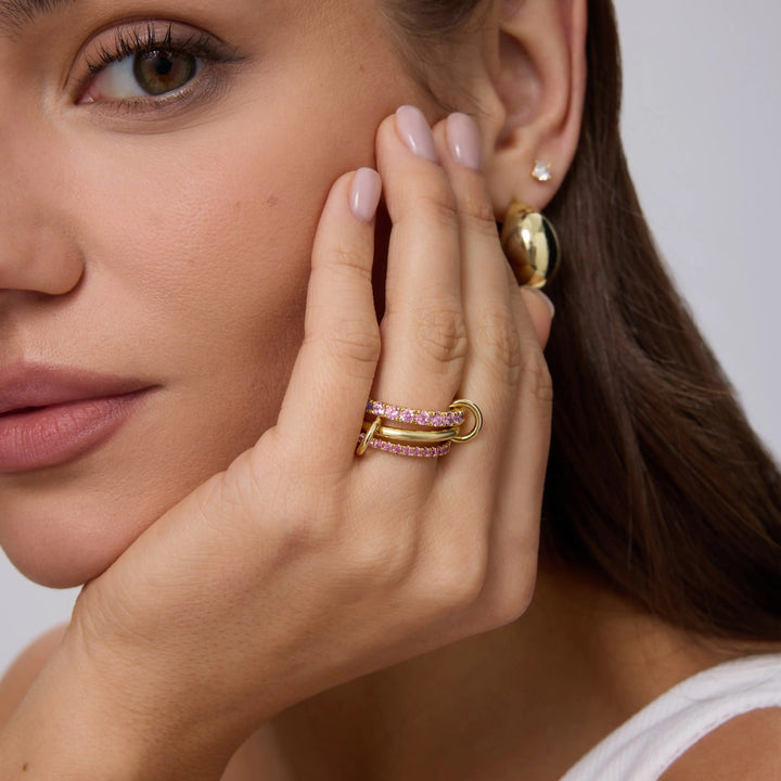 Triple Band Interlocking Link Statement Ring