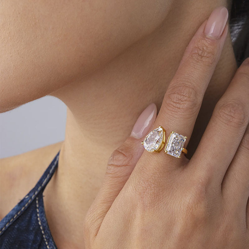 Distinctive Open Ring with Two Stones