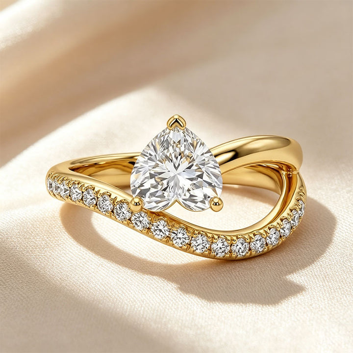 Heart Cut Twisted Pavé Band Ring