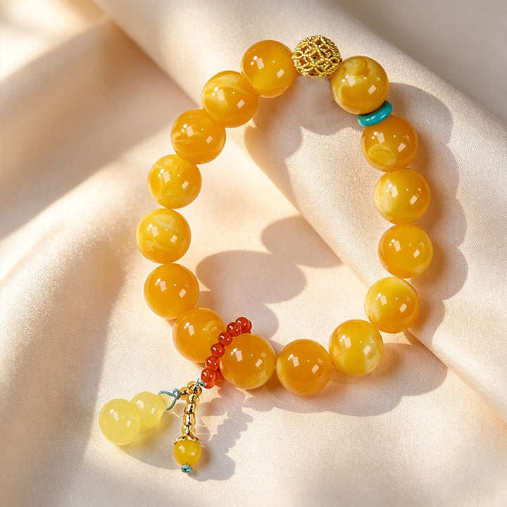 Amber Gourd Tassel Beaded Bracelet