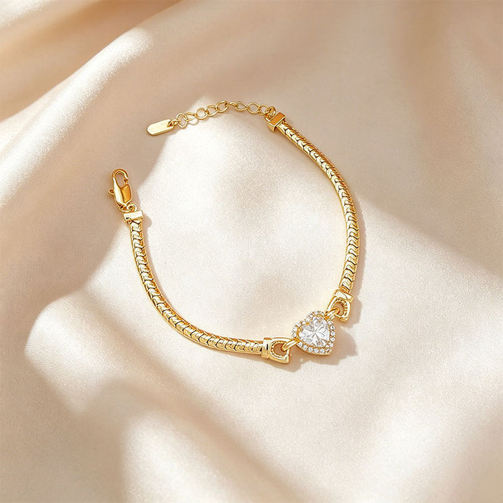 Halo-Style Snake Chain Bracelet With Diamond Accents