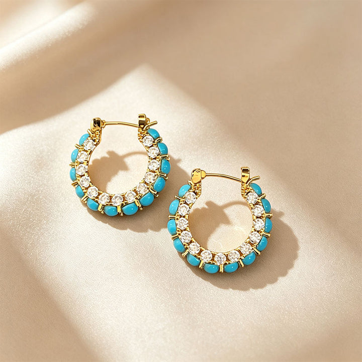 Blue Turquoise Hoop Earrings