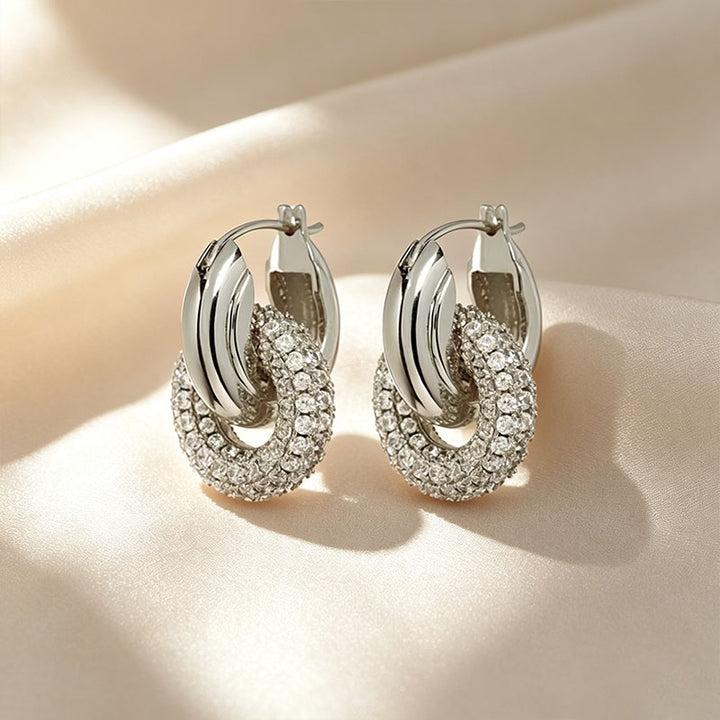 Interlocking Double Hoop Dangle Earrings