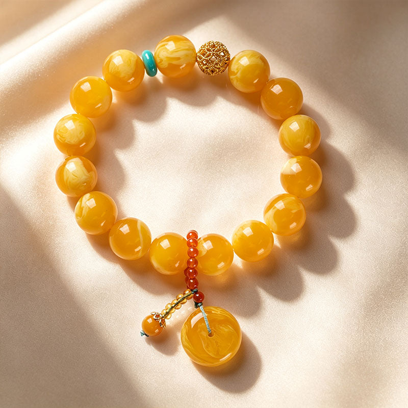 Amber Gourd Tassel Beaded Bracelet