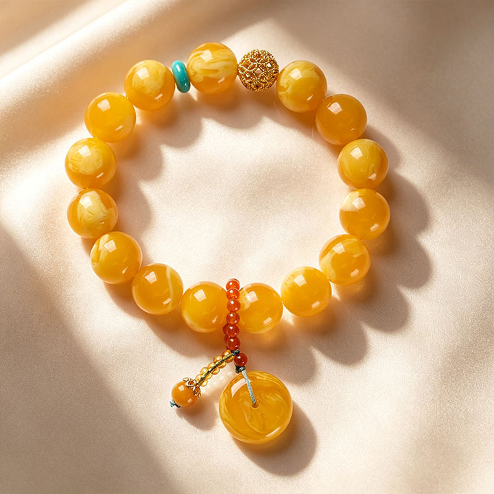 Amber Gourd Tassel Beaded Bracelet