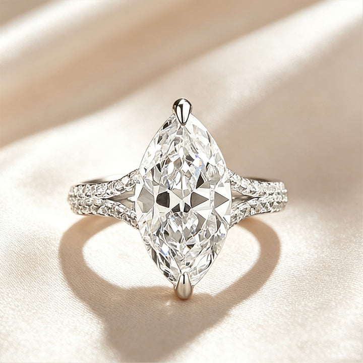 2-Prong Marquise Paved Band Ring