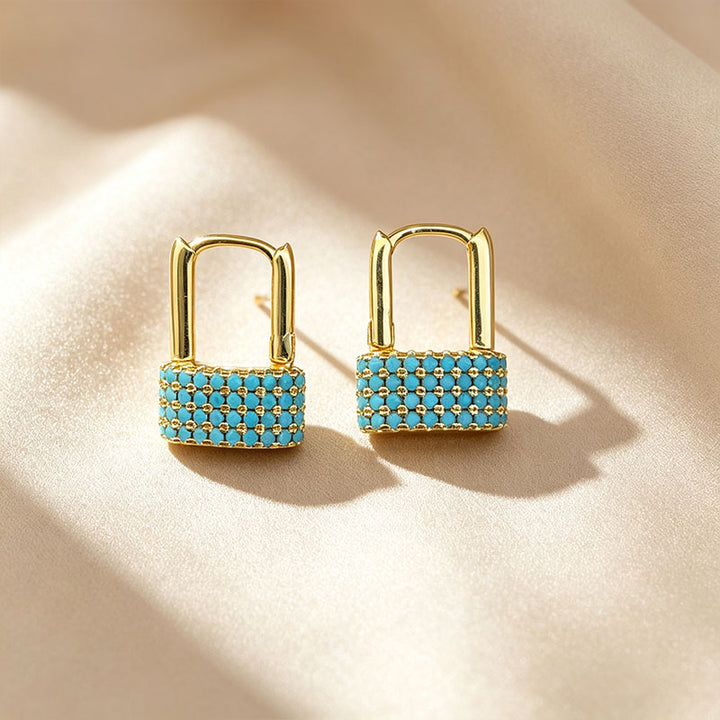 Blue Turquoise Hoop Earrings