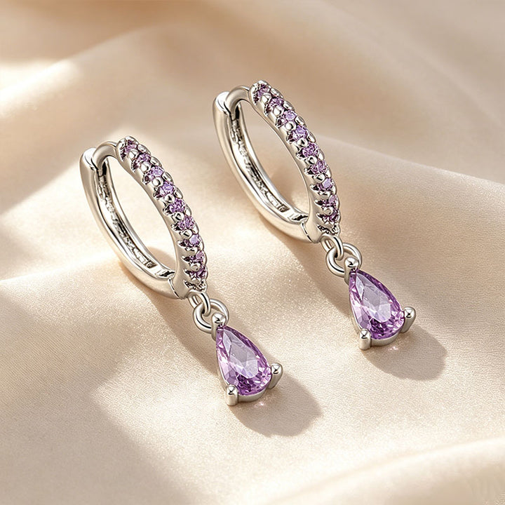 Paved Hoop Pear Earrings