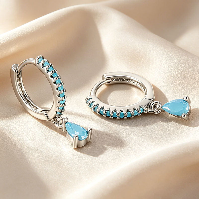 Paved Hoop Pear Earrings