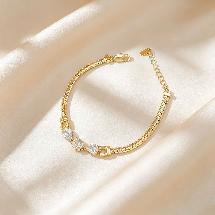 Halo-Style Snake Chain Bracelet With Diamond Accents