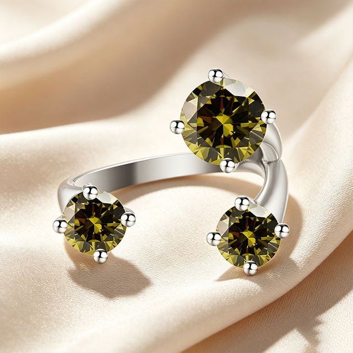 Three Stone Asymmetrical Open Ring