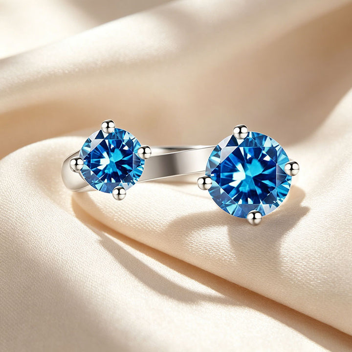 Two Stone Open Cuff Toi et Moi Ring