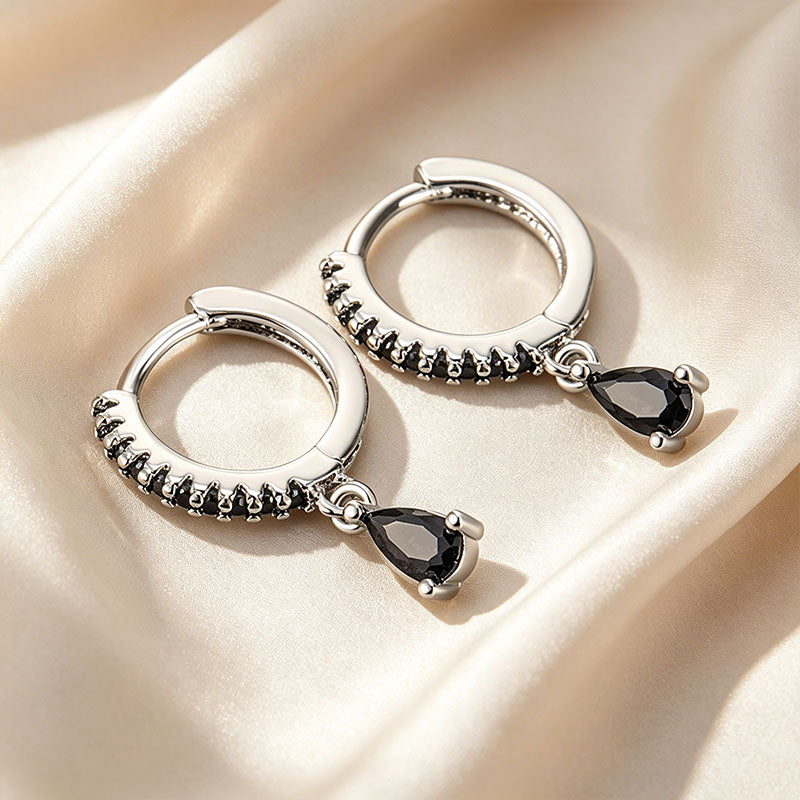 Paved Hoop Pear Earrings