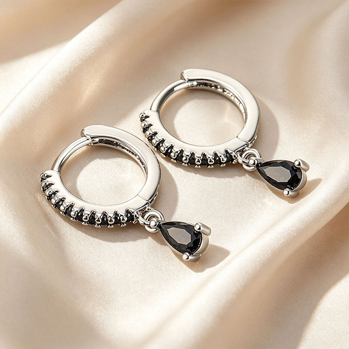 Paved Hoop Pear Earrings