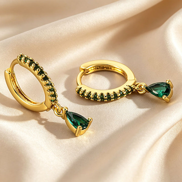 Paved Hoop Pear Earrings