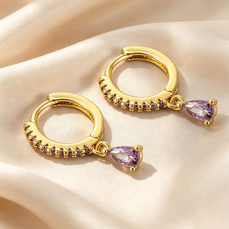Paved Hoop Pear Earrings