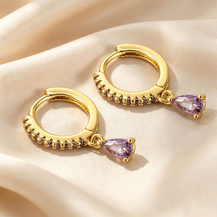 Paved Hoop Pear Earrings