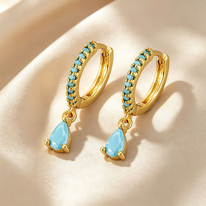 Paved Hoop Pear Earrings