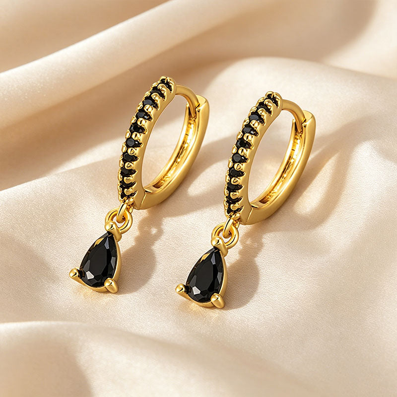 Paved Hoop Pear Earrings
