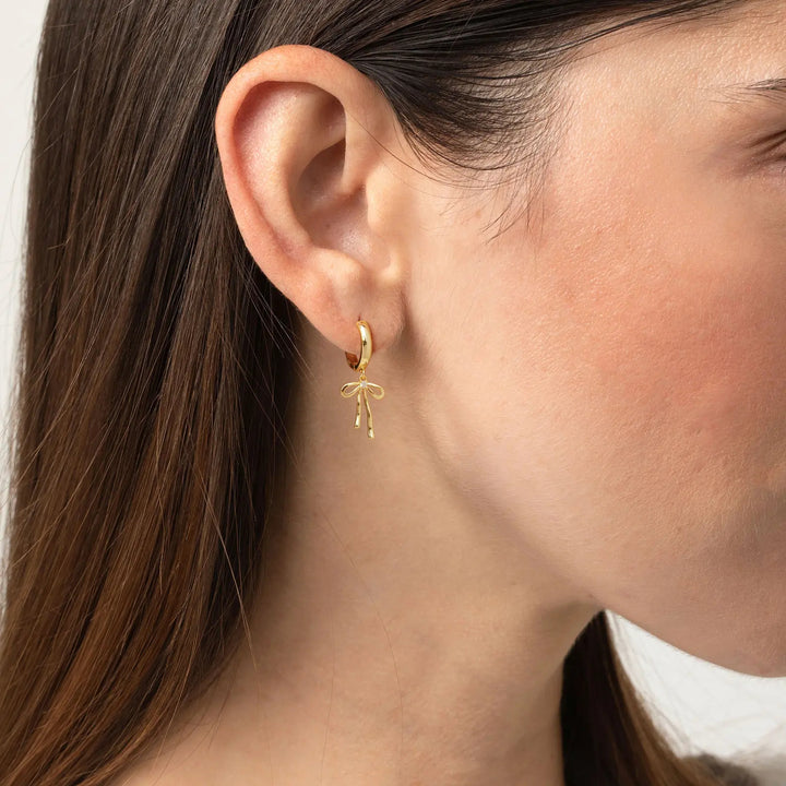 Bow Drop Huggie Hoop Earrings