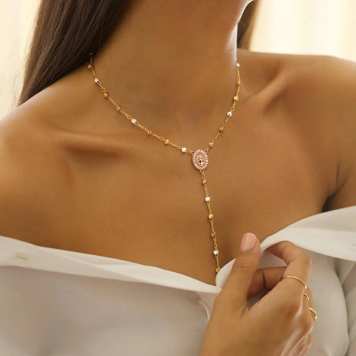 Virgin Mary Cross Beaded Necklace