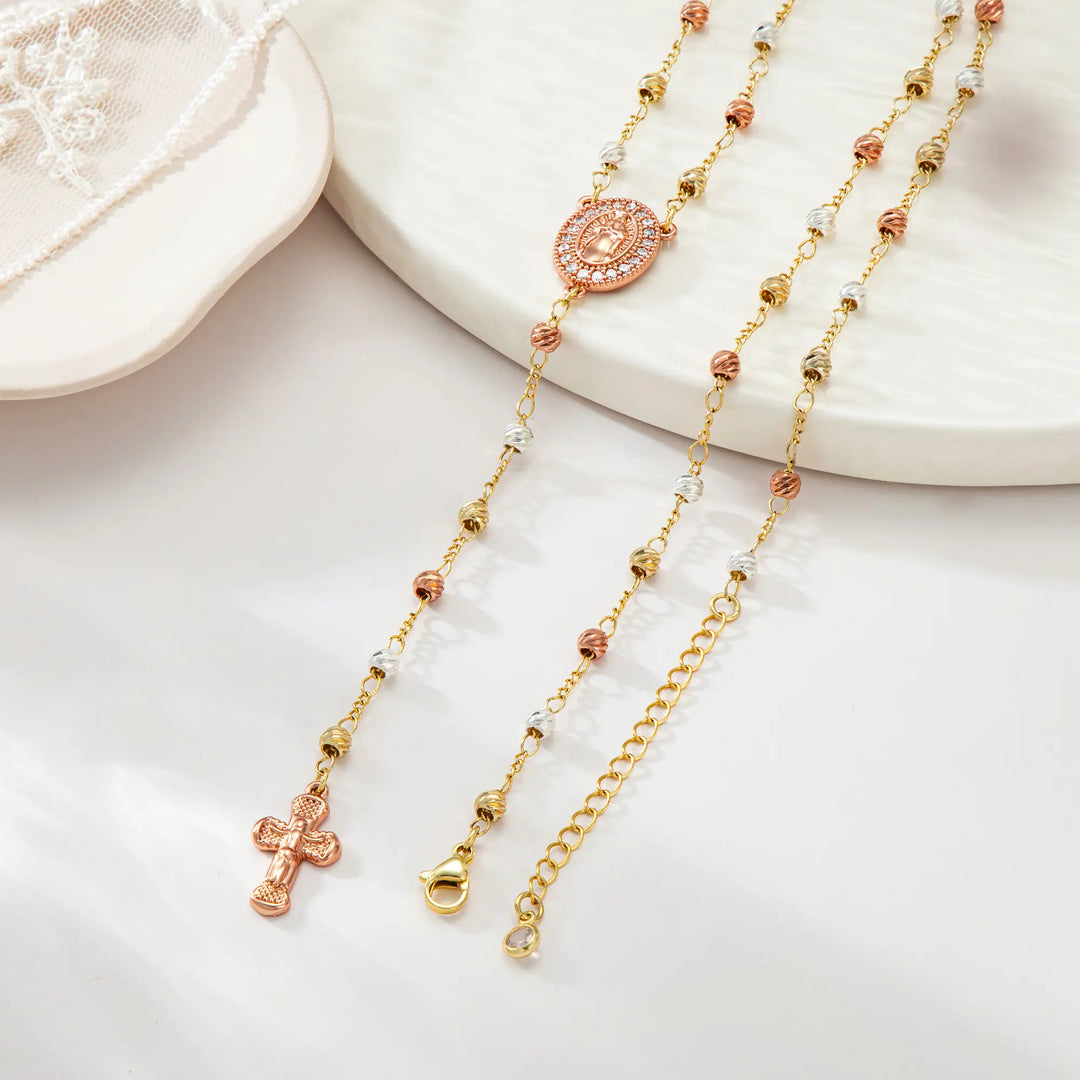 Virgin Mary Cross Beaded Necklace
