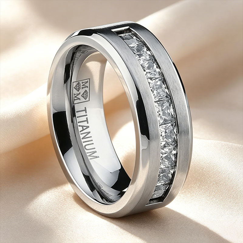 Brushed-Finish Inlaid Ring
