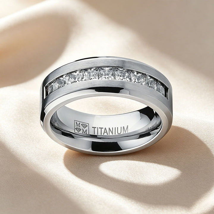 Brushed-Finish Inlaid Ring