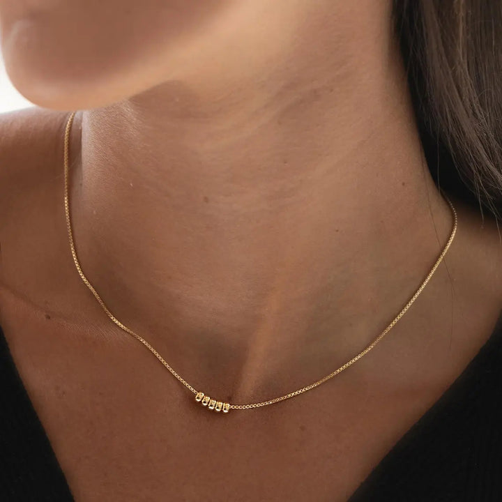 Multi-Ring Bead Box Chain Pendant Necklace