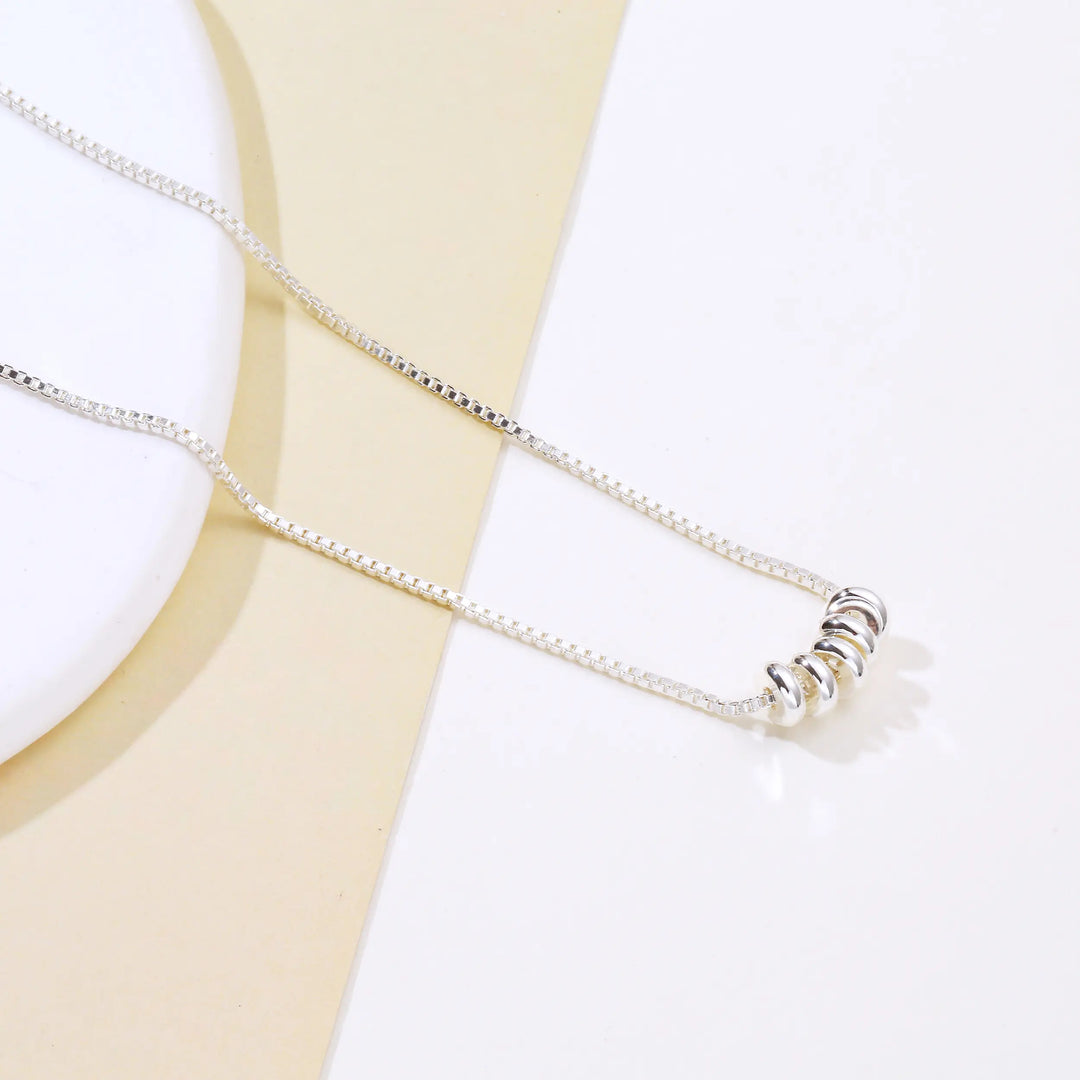 Multi-Ring Bead Box Chain Pendant Necklace